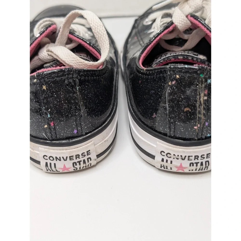 Converse‎ Chuck Taylor All Star Kids Girls Sz 2 Black Glitter Star Moon Sneakers